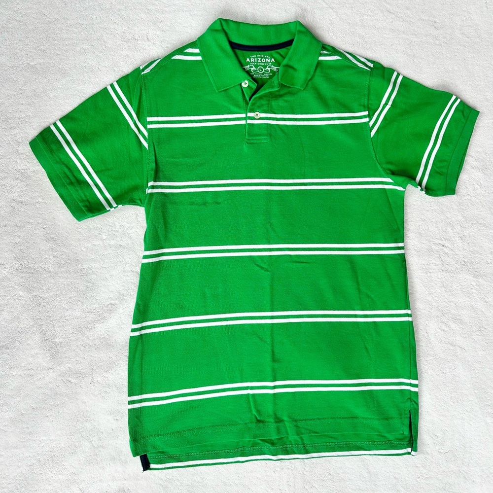 Arizona Jean Company Green Striped Polo